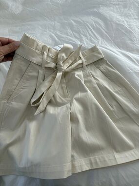 J. Crew High-Waist Paperbag Tie Shorts in Off-White